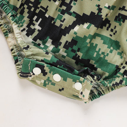 Baby's Girl 4th Of July Independence Day Style Camouflage Pattern Triangle Bodysuit, Casual Sleeveless Romper, Toddler & Infant Girl's Onesie