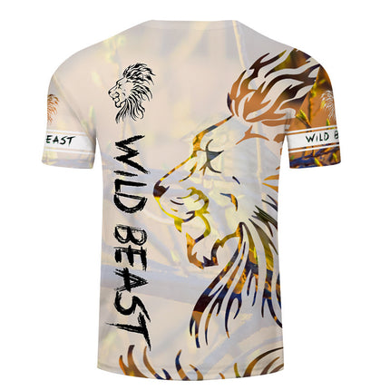 Men's 3D Printed Animal Lion Orange Short Sleeve