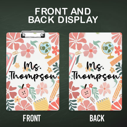 Custom Text Name Folder with Floral Stationery Design – Teacher's Day & Back to School Gift