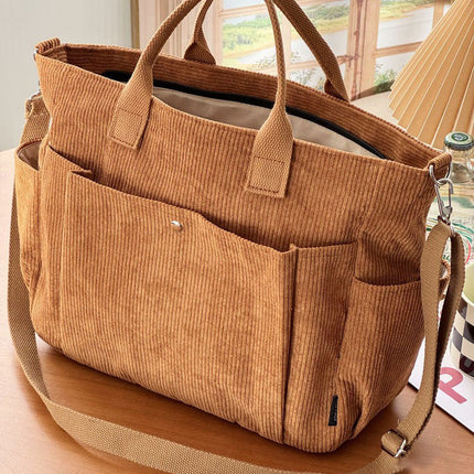 Thick Corduroy Shoulder Bags Simple All-match Commute Totes Student Leisure Artistic Portable Messenger Bag