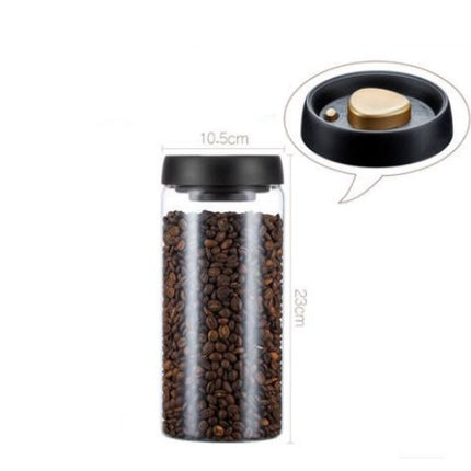 Vacuum Sealed Jug Set Black Coffee Beans Glass Airtight Canister Kitchen Food Grains Candy Keep Good Storage Jar Set Kitchen Gadgets