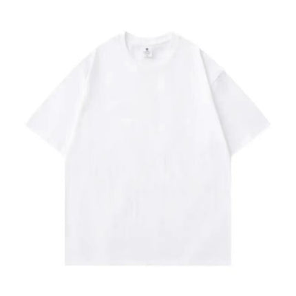 Plus Size Cotton Men's Blank T-Shirt White Oversized Retro Solid Color T-Shirt Large Size Men's Women's Fashion Short Sleeve Men's T-Shirt